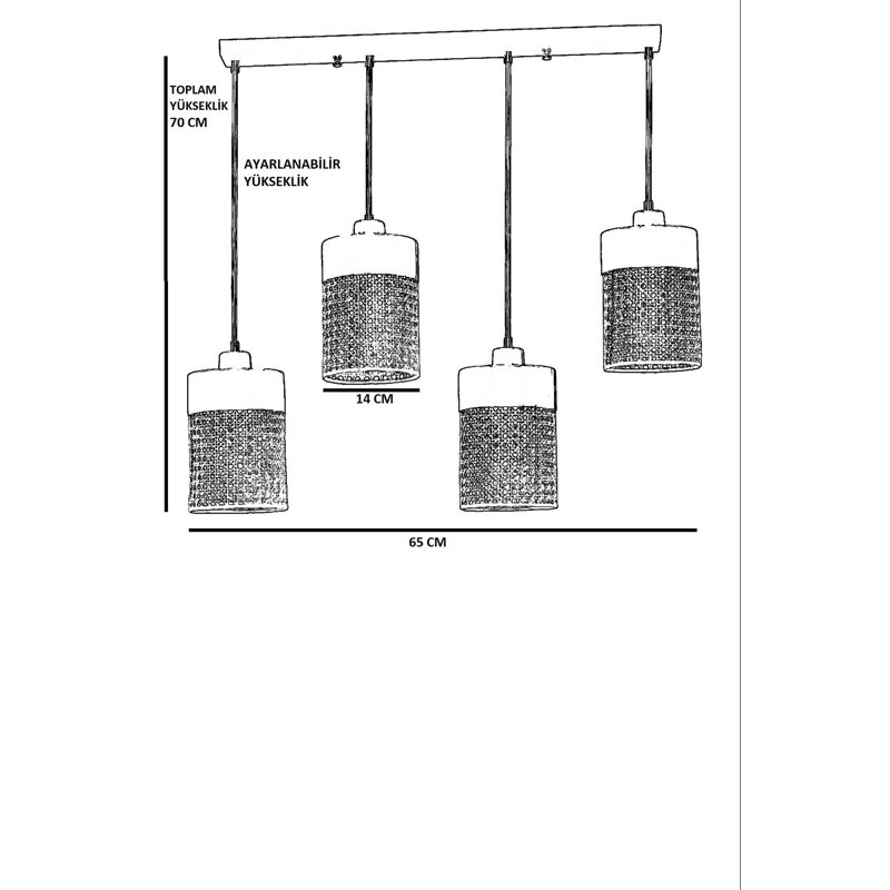 Chandle Chandelier, Rattan/Black