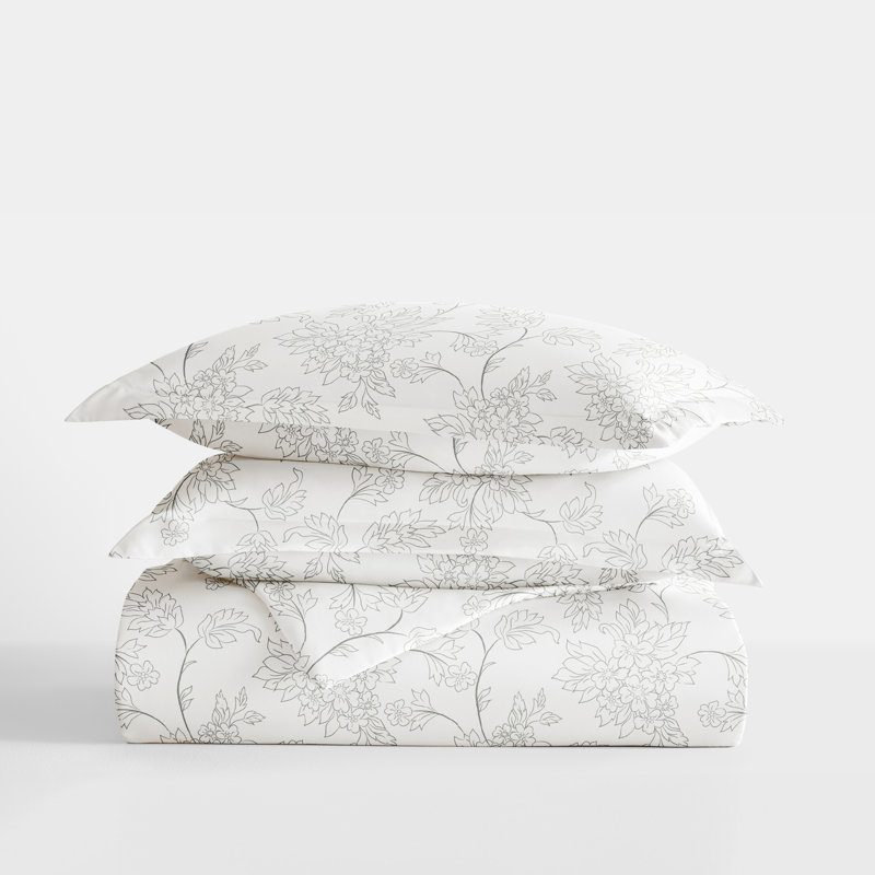 Gray Twin/Twin XL Microfiber Vine Pattern Duvet Cover Set