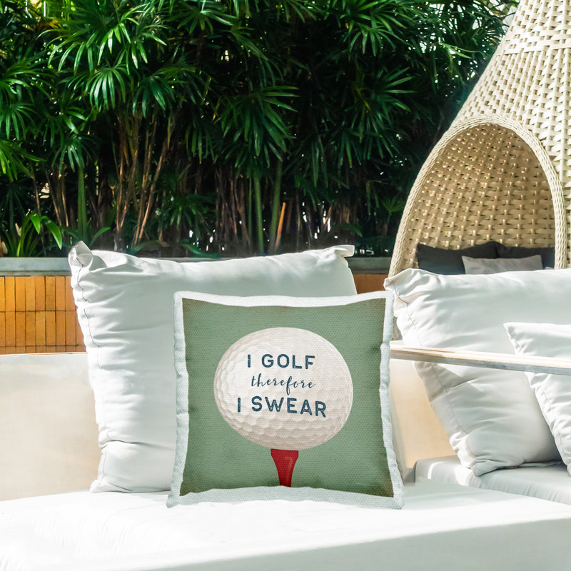 Oreiller imprimé d'extérieur «Golf donc I Swear» par Stephanie Workman Marrott