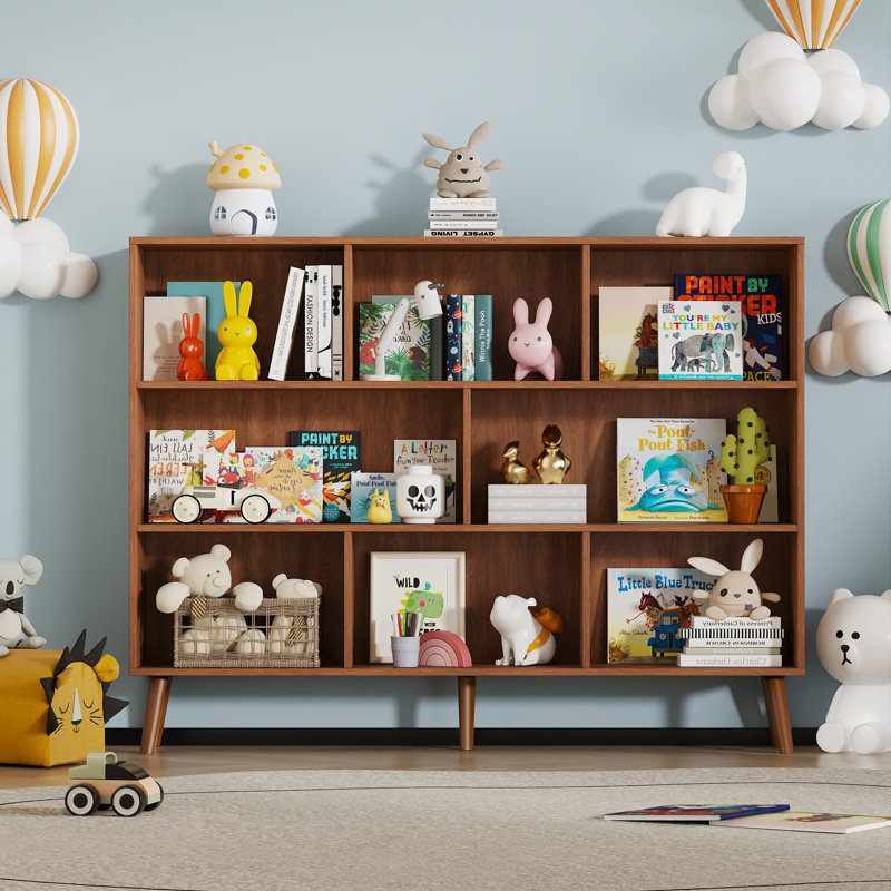 Adisyn No Subject Bookcase, Heritage Walnut, 42.5''H x 55.1''W x 9.4''D