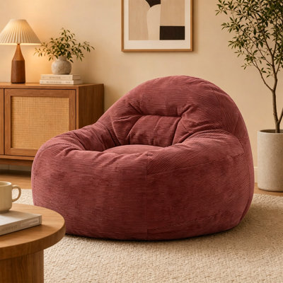 Bean Bag Chair 3Ft, Kids/Teens Sofa Memory Foam Filling, Beanbag Chair With Padding For Living Room Bedroom, Red