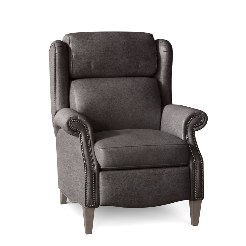 Miller Recliner, Nickel, Stone, Aline Fumo Genuine Leather