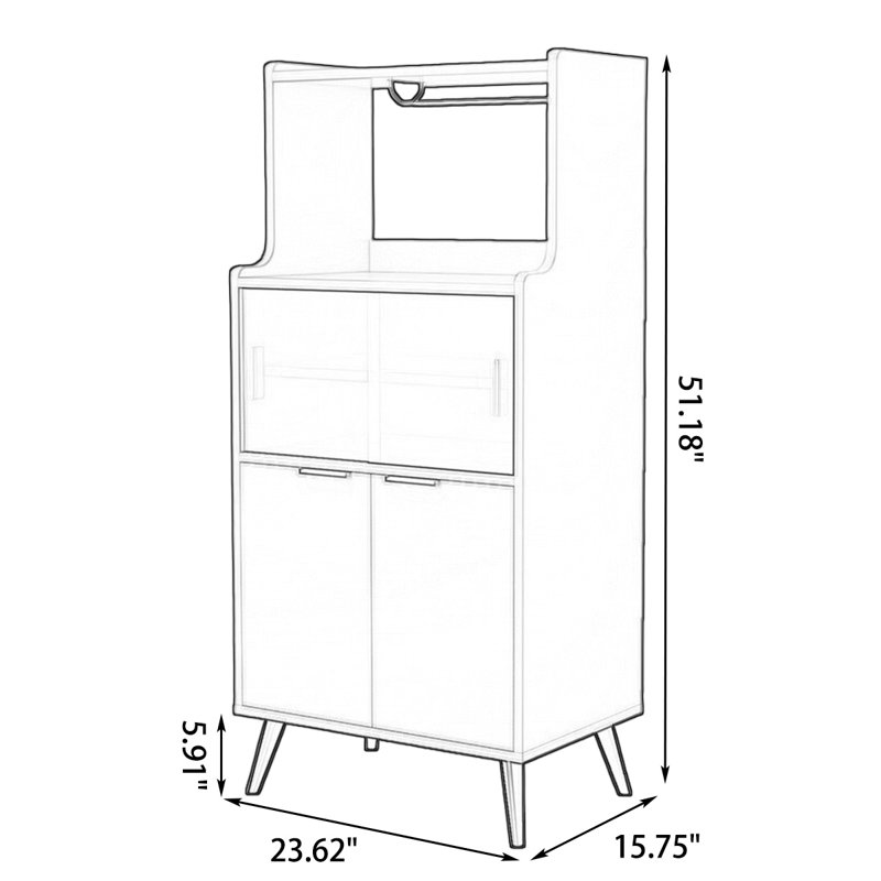 Buffet en bois massif blanc, H 51,18 po x l 23,62 po x P 15,75 po, Blanc