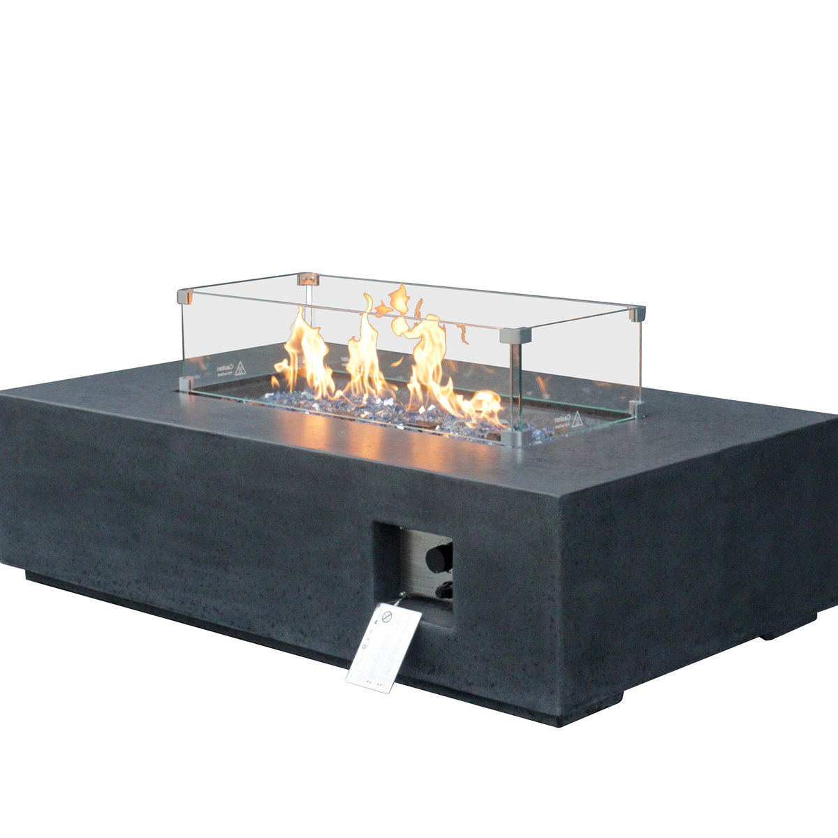Brayden Studio® 52 Inch Outdoor Concrete Propane Gas Rectangle Fire Pit