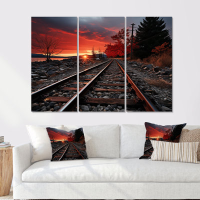 Ensemble de salon train train rouge paysage I - train