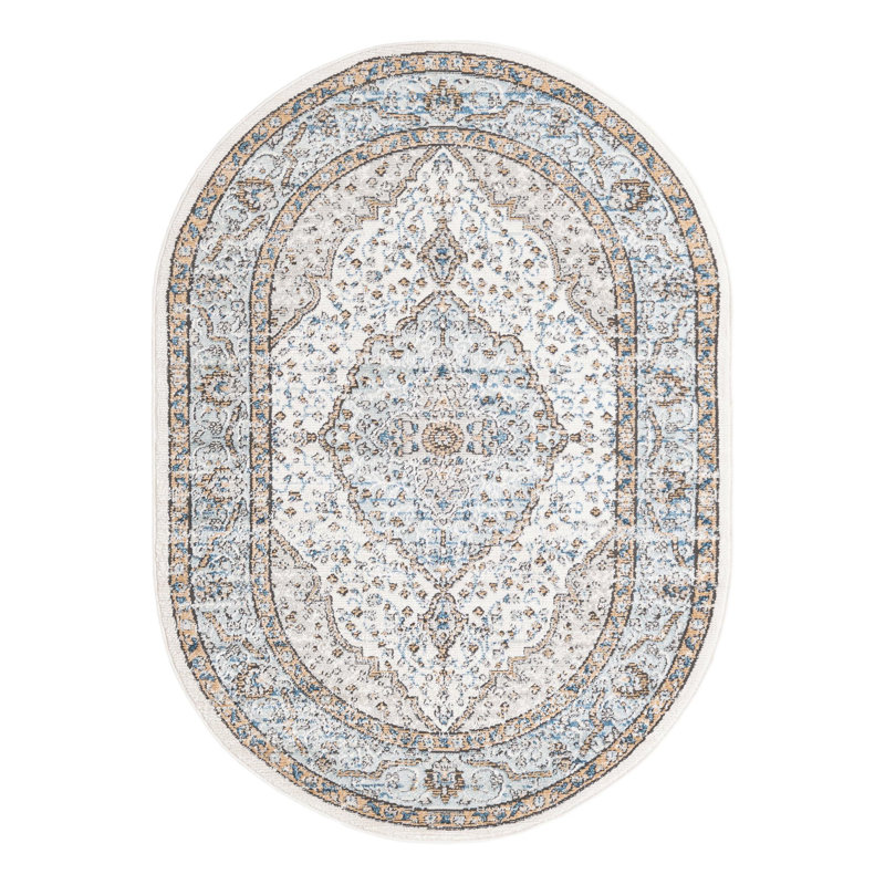 Tapis oriental bleu Longe, Ovale 4 pi x 6 pi