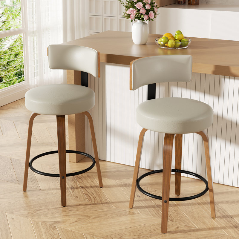 Chic Swivel Leather Upholstered Bar Stool For Ultimate Comfort And Style, Earth, 4