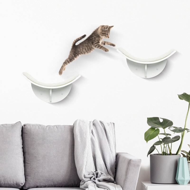 Cat Bed, Wall-Mounted Cat Shelter, Curved Kitten Bed Perch Climber Furniture 41 x 28 x 21cm