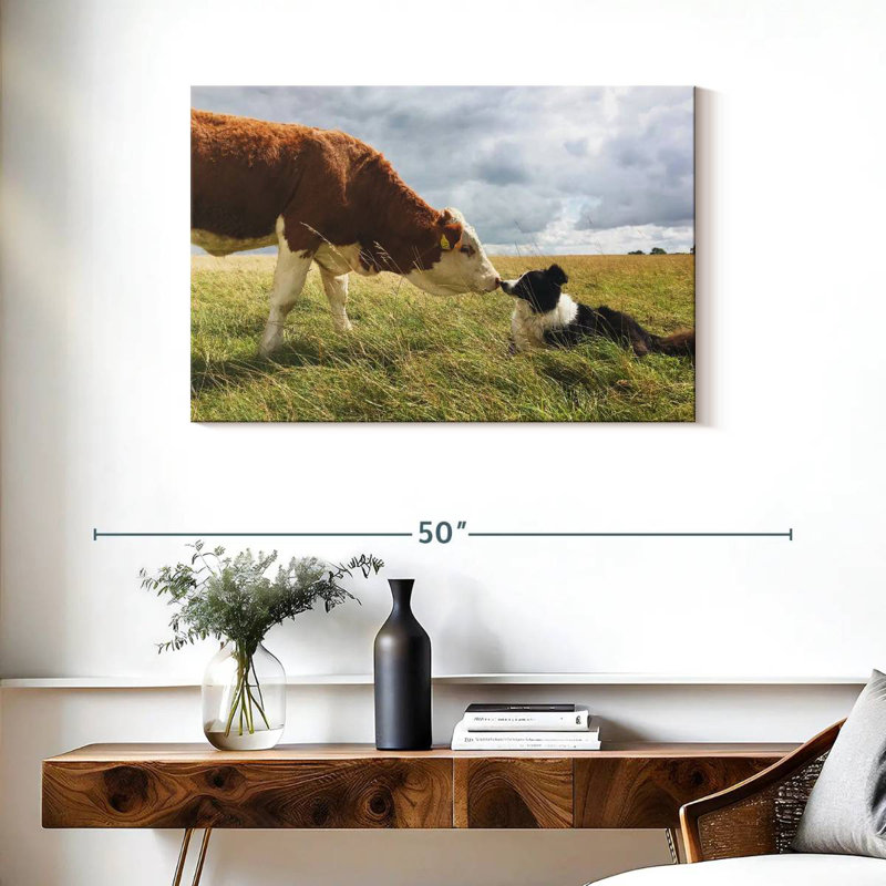 Brampt Border Collie And Cow, 24" H x 36" W
