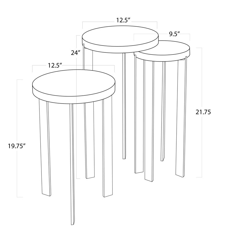 Andres Nesting End Table, Nickel
