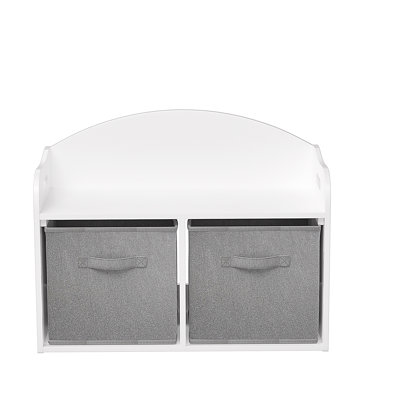 Boîte à jouets / banc pour enfants en bois avec tiroirs en tissu pliables, organisateur d'armoire de rangement pour jouets, blanc