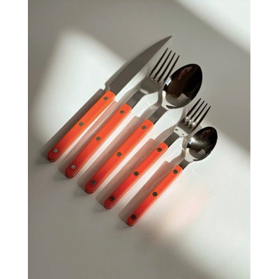 S/10 French Retro Flatware Set, Stainless Steel Rivet Cutlery Silverware