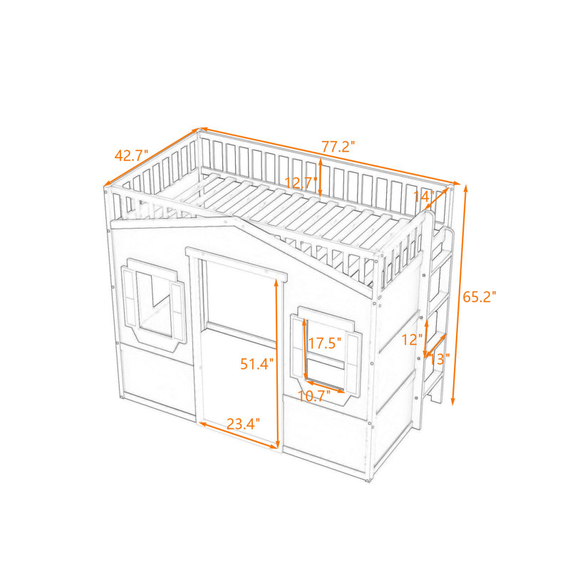 Barneston Loft Bed by Harper Orchard, Twin, Gray