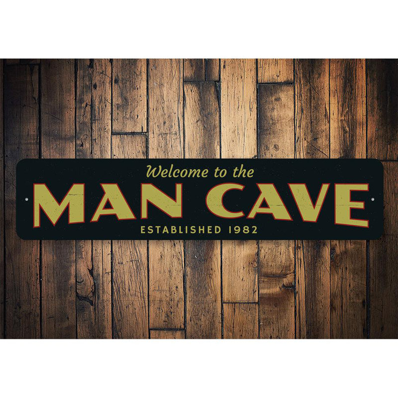 Plaque «Man Cave» en aluminium, H 4 po x l 18 po x P 0,04 po