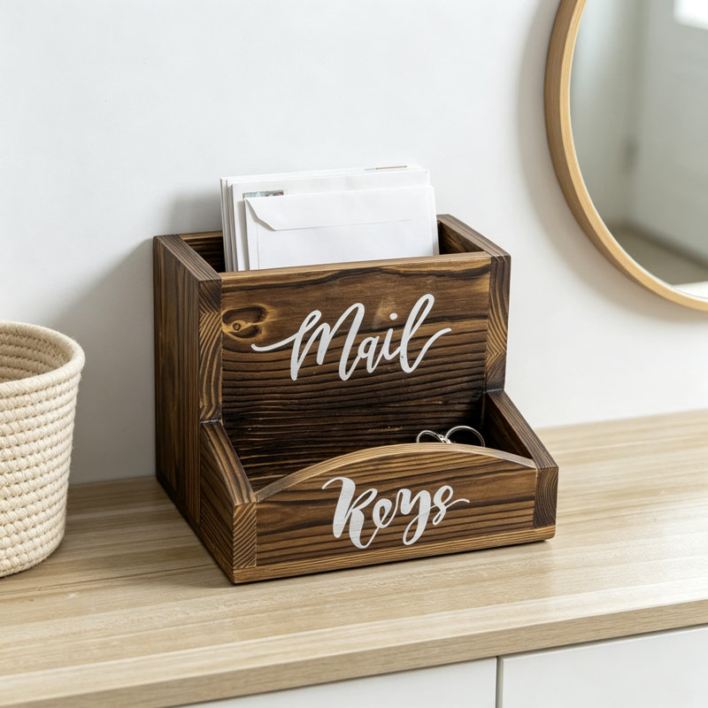 Porte-courrier Rustic Burnt, 5.35" H x 7.87" W x 8.35" D, Brown