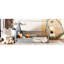 Lit double en bois de couleur grise - Construction avec pin et fenêtre de clôture, à DEL, sans sommier pour un espace de détente serein-85847548