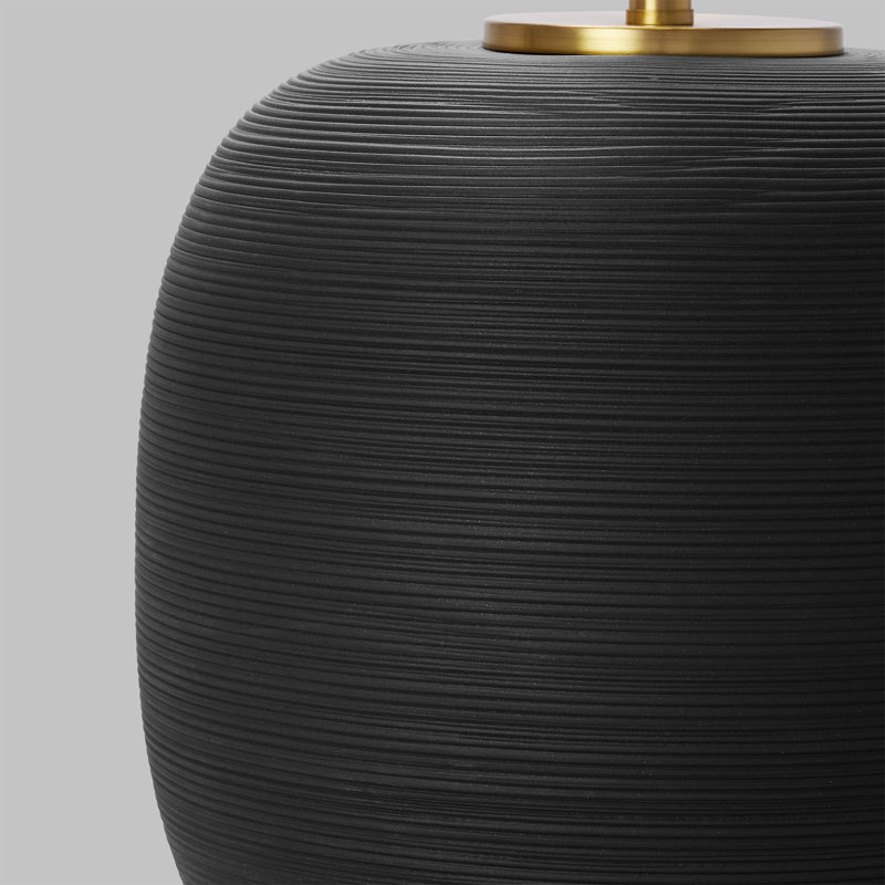 Fanny Table Lamp, 22.63" H x 15" W x 15" D, Rough Black Ceramic