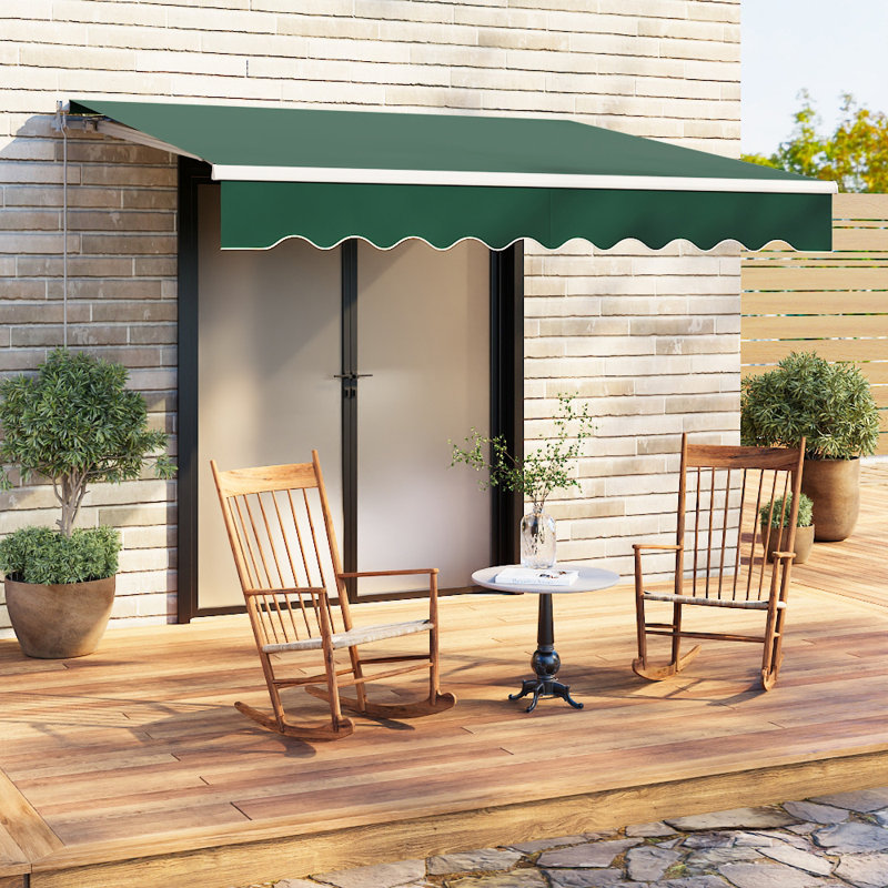 Latitude Run 300cm D Nylon Cover Retractable Door / Window Awning, Green, 18cm H x 161cm W x 300cm D