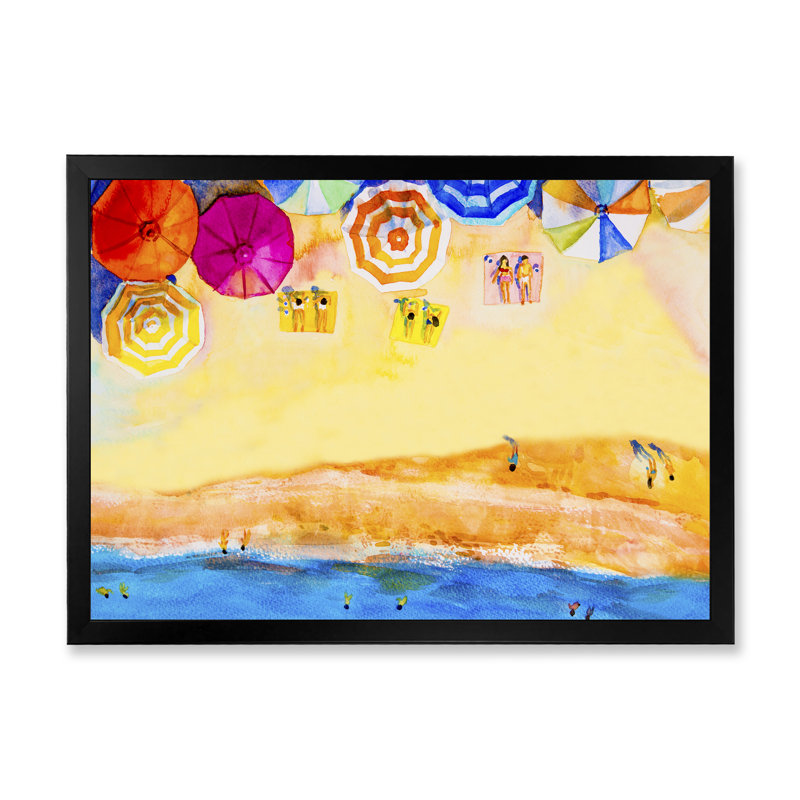 Aérien, plage de Miami pastel, reproduction de cadre flottant sur toile, H 8 po x l 12 po x P 1 po, Cadre noir
