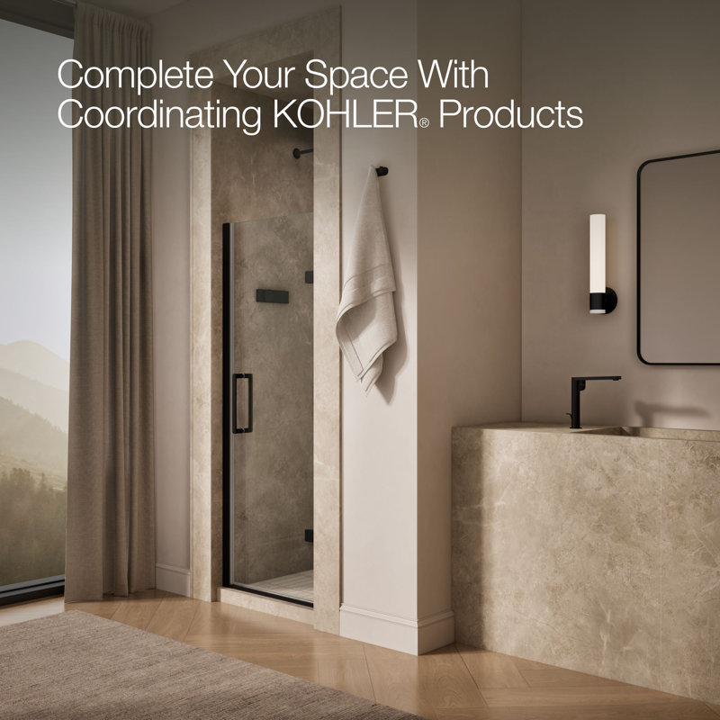 Composed 27-5/8-In28-3/8-In W X 71-1/2-In H Frameless Pivot Shower Door With 3/8-In Crystal Clear Glass And Back-To-Back Vertical Door Pulls