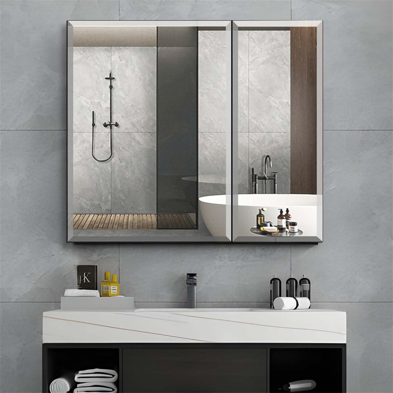 Wall Mounted Bathroom Storage Cabinet, Medicine Cabinet, Modern Bathroom Wall Cabinet with Mirror