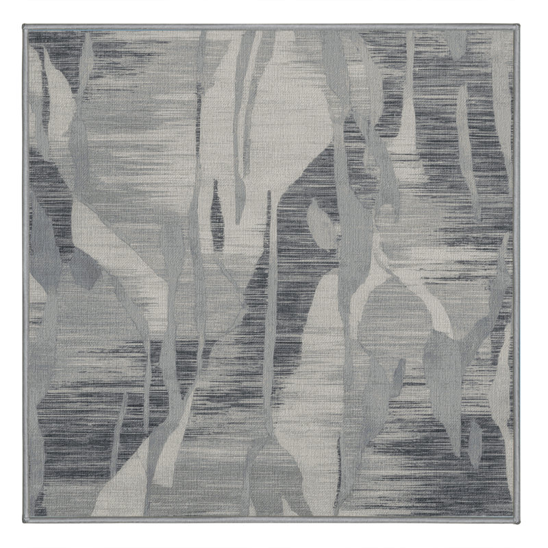 Tapis abstrait gris lavable à la machine, Carré 6 pi