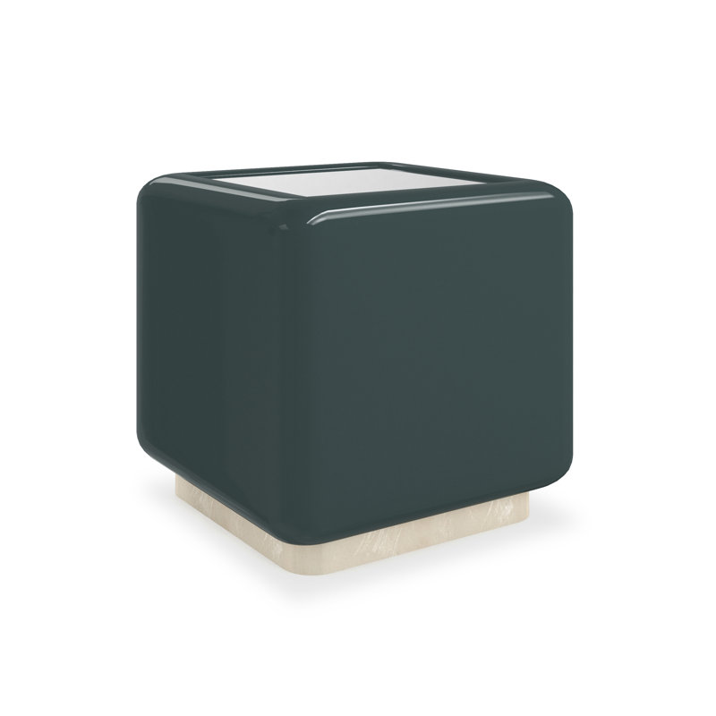 Gelee Square Accent Table - Caramello, Green Top/Gold Base