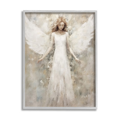 Soft Abstract Angel Gray Framed Giclee Art by Riley B