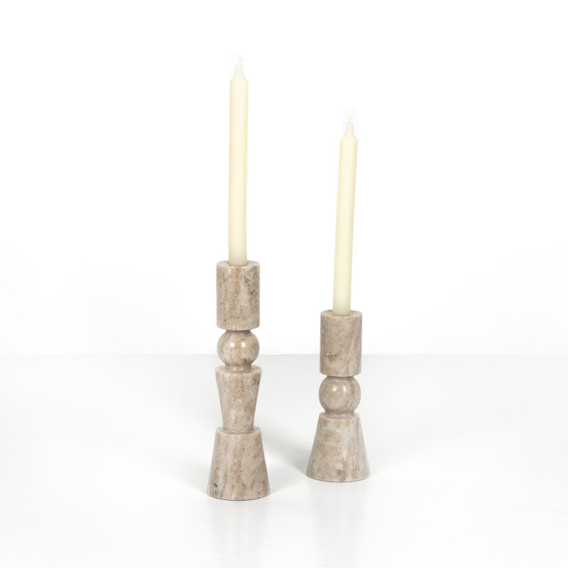 Rosette Candlestick, Taupe