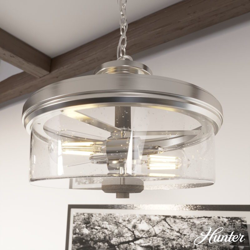 River Mill Brushed Nickel and Glass Semi Flush Mount Light