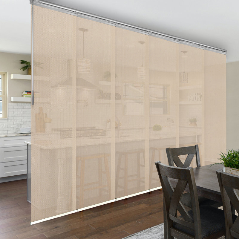 Apricot Semi-Sheer Vertical Blind, Satin Nickel