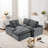 Free-combined Upholstered Sofa Couch With Double-layer Cushion, Side Pockets And Two Throw Pillows-1538244842