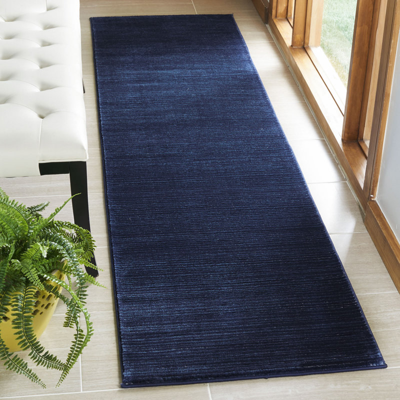 Tapis d'intérieur bleu marine Arneshia, Tapis de couloir 2 pi 2 po x 8 pi