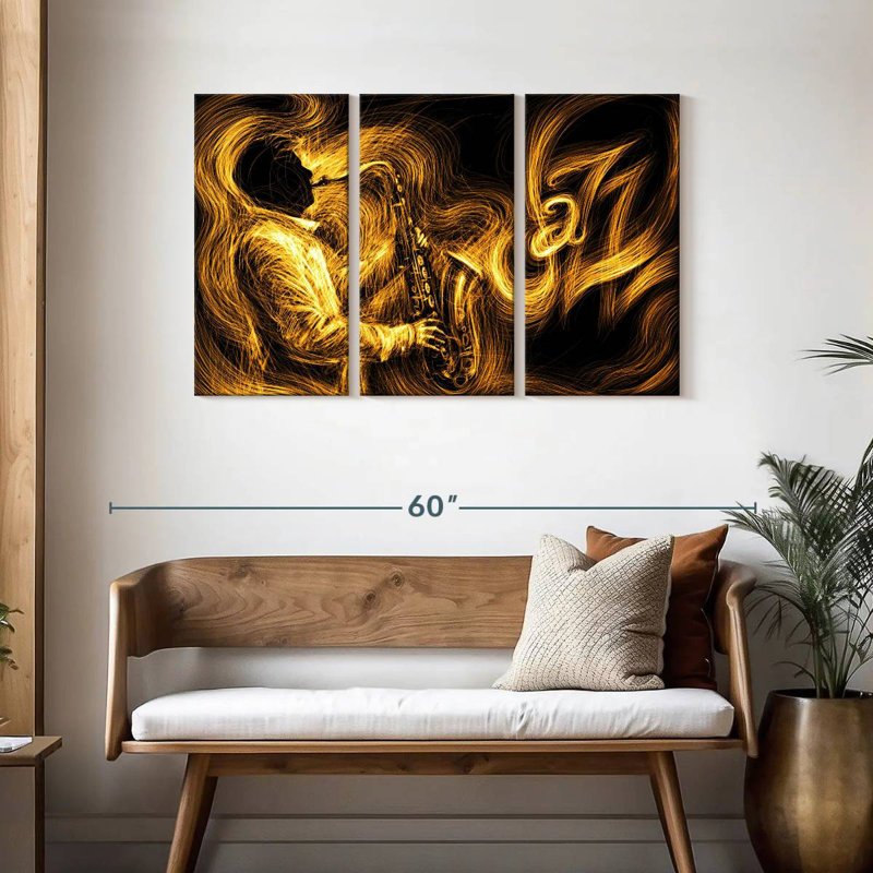 Abarca Golden Jazz Musician, 28" H x 45" W