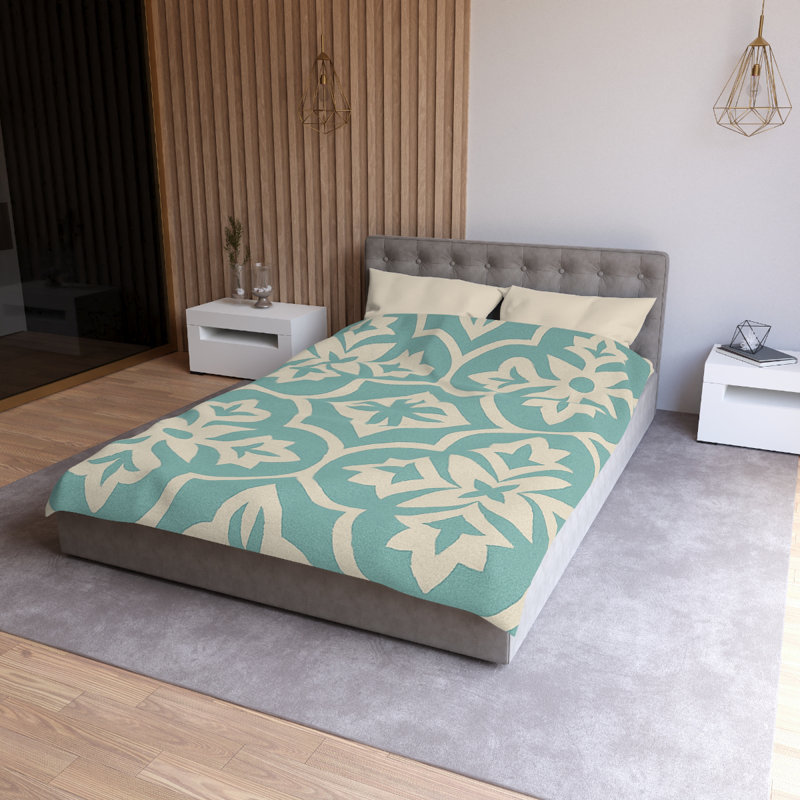 Microfiber Duvet Cover Boho Style, Design 37, Cream, Twin Duvet Cover