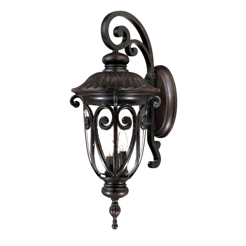 Lanterne murale d'extérieur 3 lumières Lininger, Acajou marbré