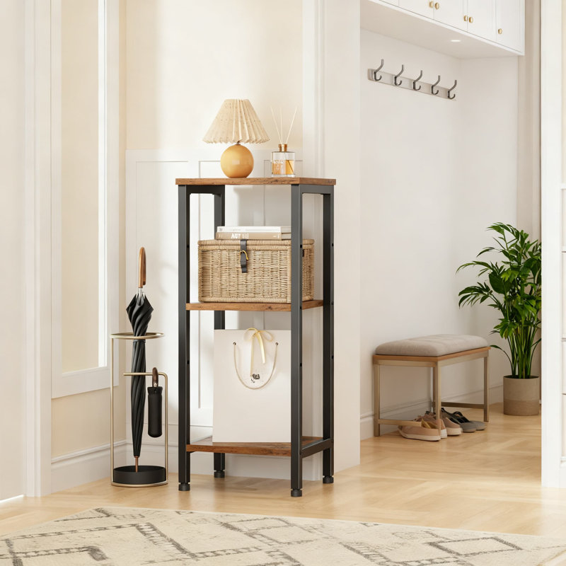 Table de bout à tablette réglable pour petits espaces, table d'appoint haute moderne avec structure en métal, table d'appoint polyvalente pour le salon, la chambre à coucher et le bureau