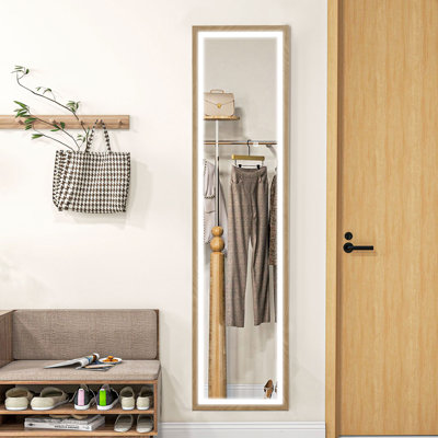 Ayberk Manufactured Wood Rectangle LED Floor Mirror