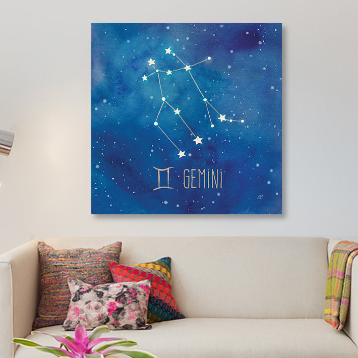« star sign gemini », impression sur toile tendue, H 18 po x l 18 po x P 1,5 po, Toile tendue, Pas de tapis
