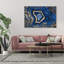 «Blue Geode Abstract Marble Waves Modern», cadre flottant, impression sur toile-91084690-91084689