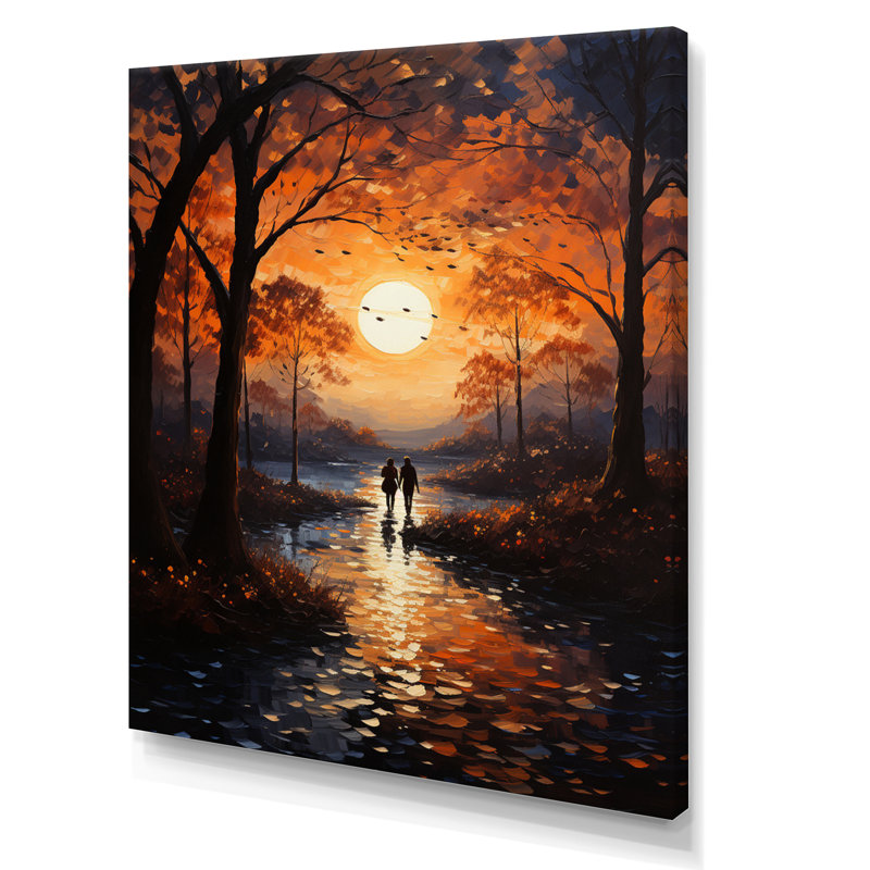 Paysage romantique coucher de soleil Serenade I, H 40 po x l 30 po x P 1,5 po, Toile tendue