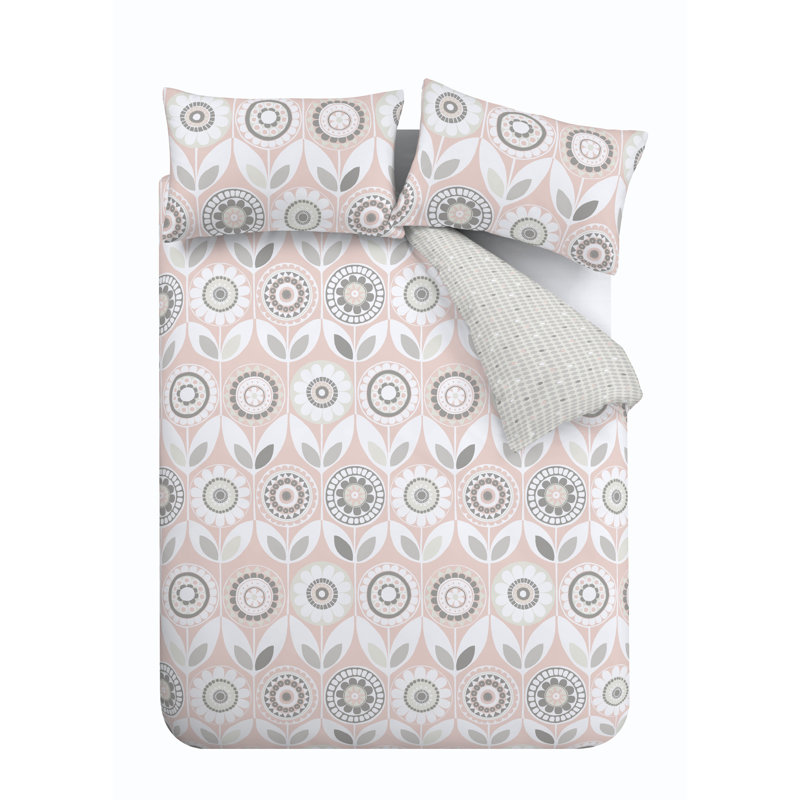 Annika Easy Care Duvet Cover Set, Single Duvet Cover, Blush