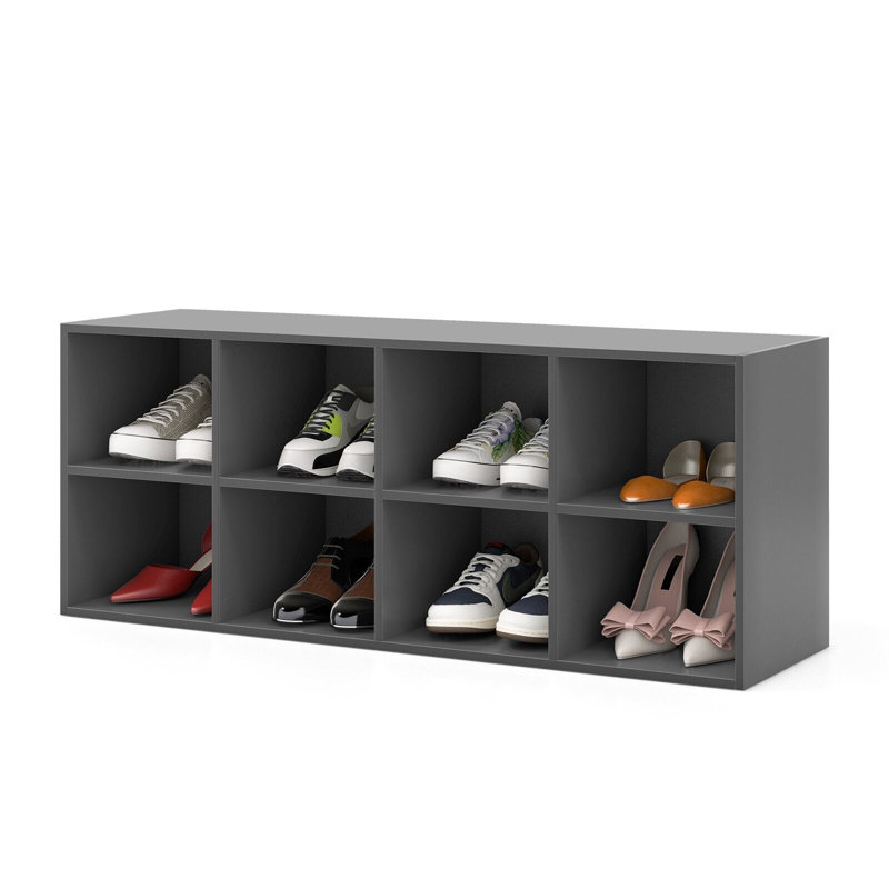 8 Pair Shoe Storage Bench, Grey