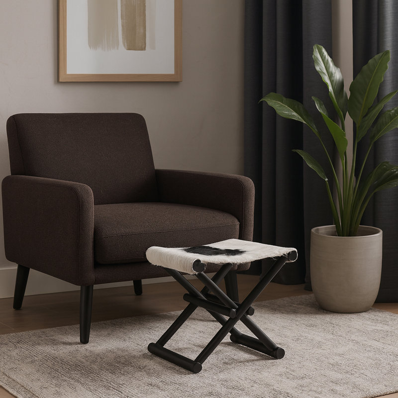 Tabouret pliant moderne avec motif de vache pour la décoration intérieure, Imprimé animal noir