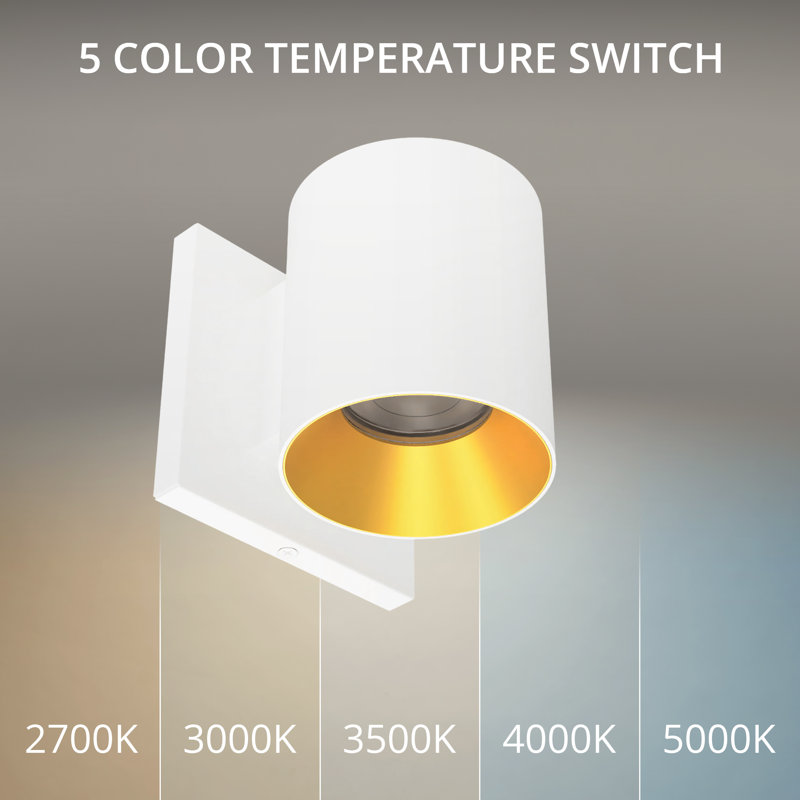 Zoron Dimmable LED Outdoor Round Wall Light With Color Temperature Switch (2700K/3000K/3500K/4000K/5000K), 25° Beam Angle