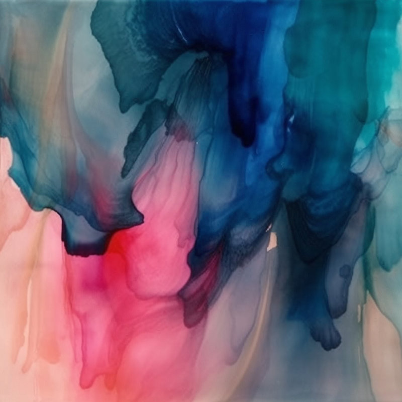 «Dequantae Blue and Pink Watercolor Mix», reproduction sur toile, H 36 po x l 36 po x P 1,5 po, Toile tendue