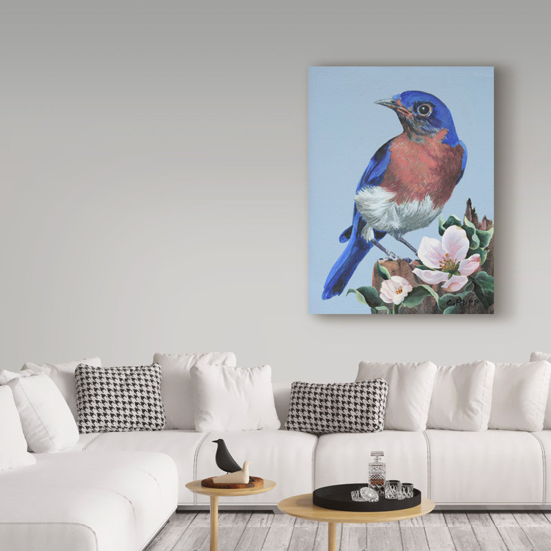 « rouge-gorge », reproduction de peinture à l’acrylique sur toile tendue, H 24 po x l 18 po x P 2 po