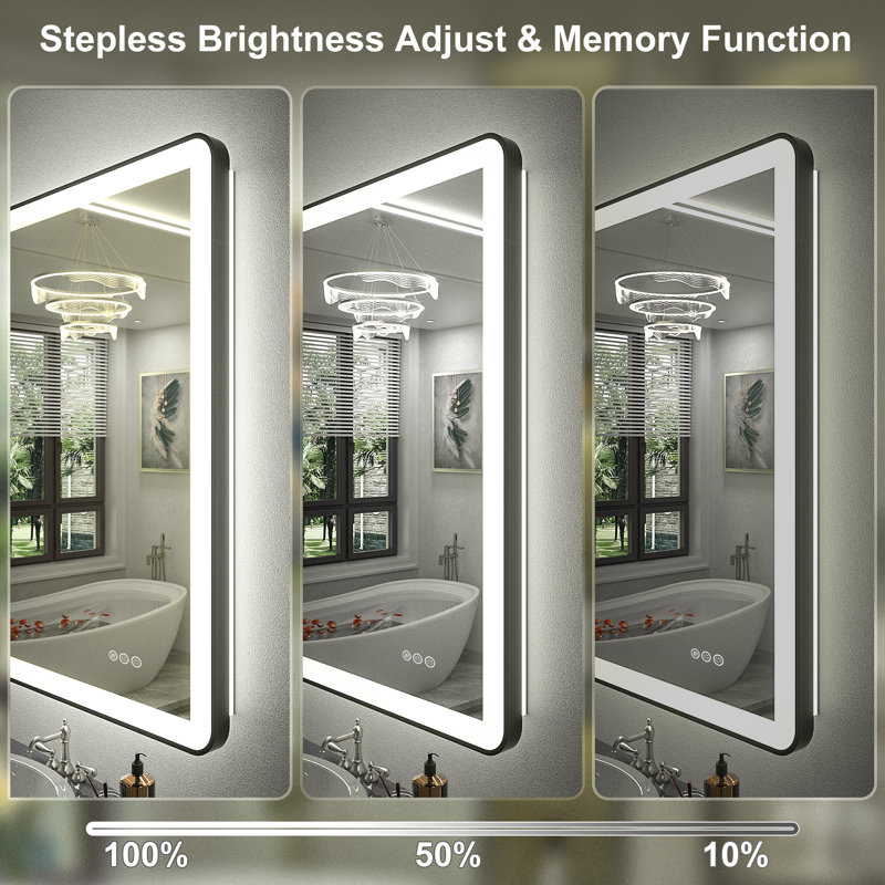 Aevar Super Bright Independent Controlled Front & Back LED Lighted Anti-Fog Aluminum Alloy Framed Tempered Glass Bathroom/Vanity Mirror with ETL & 3-Year Warranty