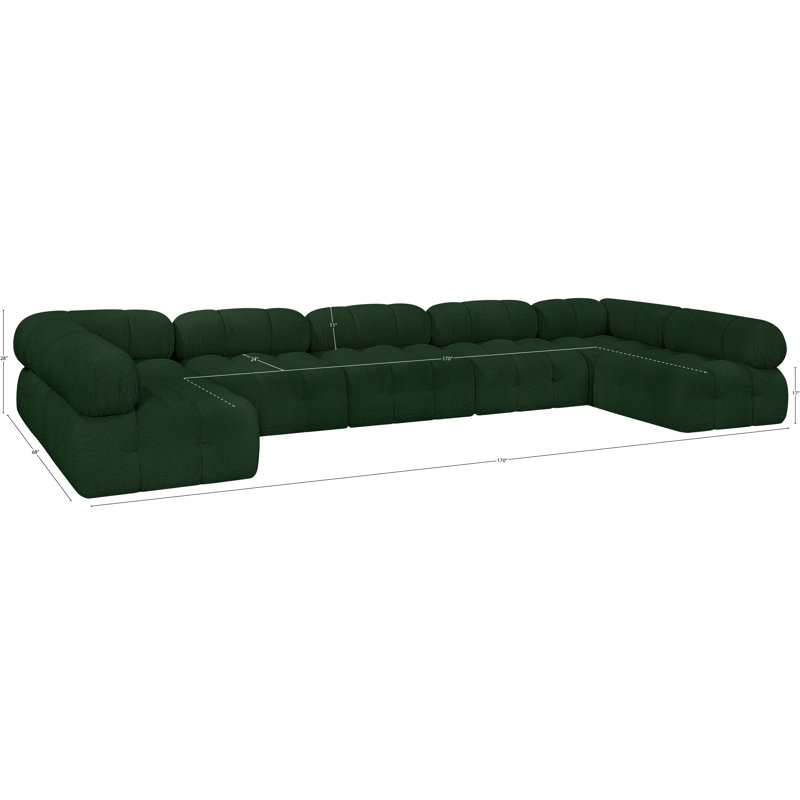 Canapé modulaire 170 po Ames, Tissu bouclé vert