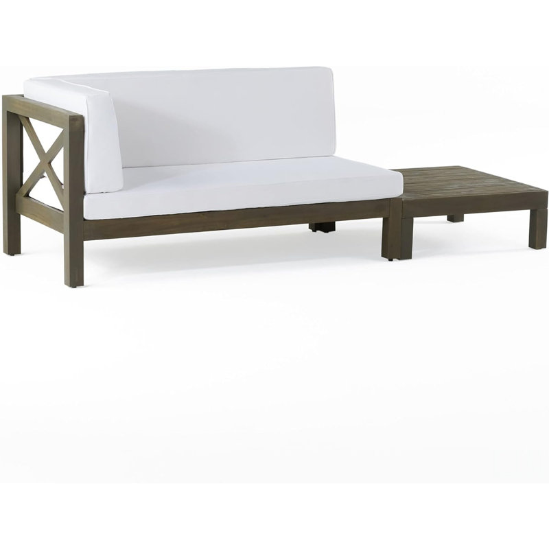 Banc de coin en L avec table basse Brava, blanc, Gris, Blanc